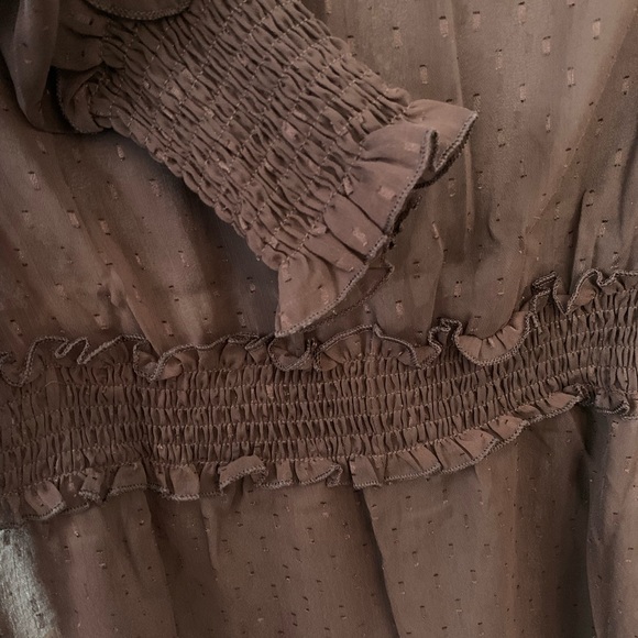 Surrealist Brown lace button down blouse - Picture 11 of 12